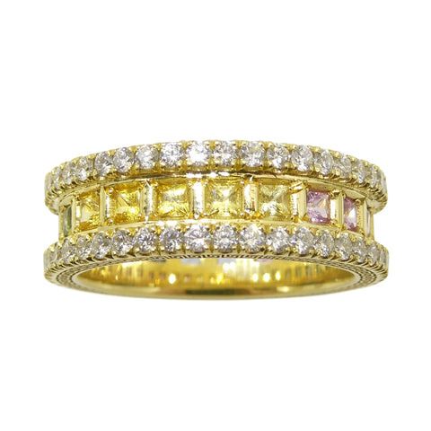 1.47ct Rainbow Sapphire, Diamond Gent's Ring set in 18k Yellow Gold