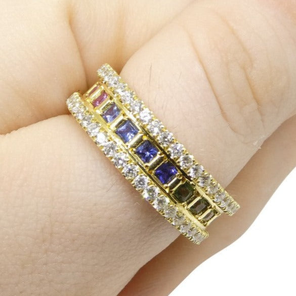 1.47ct Rainbow Sapphire, Diamond Gent's Ring set in 18k Yellow Gold - Skyjems Wholesale Gemstones