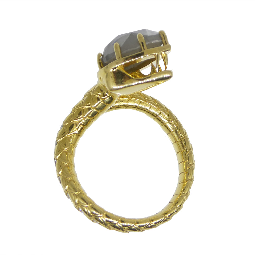 2.79ct Grey & White Diamond Statement Snake Ring set in 18k Yellow Gold - Skyjems Wholesale Gemstones