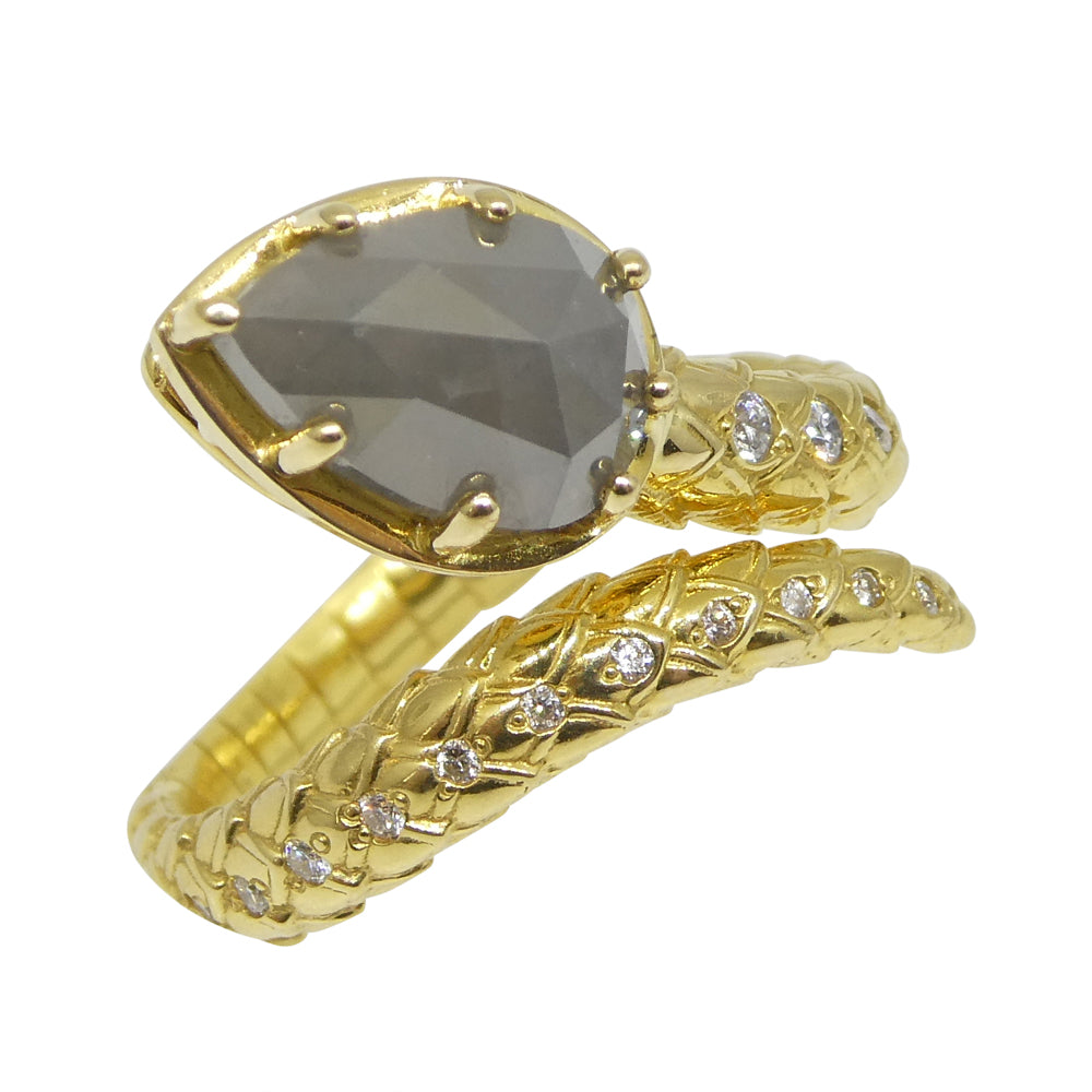 2.79ct Grey & White Diamond Statement Snake Ring set in 18k Yellow Gold - Skyjems Wholesale Gemstones