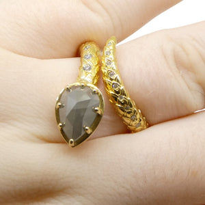 2.79ct Grey & White Diamond Statement Snake Ring set in 18k Yellow Gold - Skyjems Wholesale Gemstones
