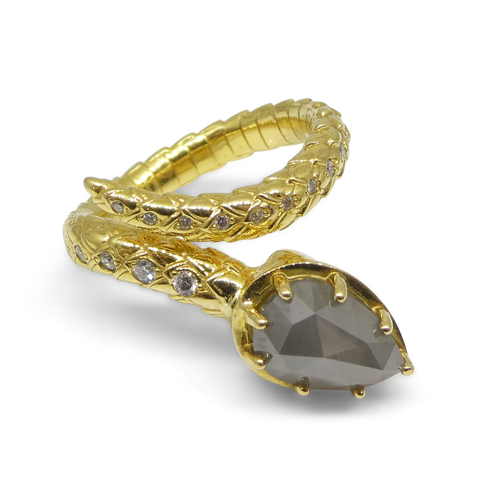 2.79ct Grey & White Diamond Statement Snake Ring set in 18k Yellow Gold - Skyjems Wholesale Gemstones