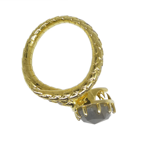 3.45ct Grey & White Diamond Statement Snake Ring set in 18k Yellow Gold