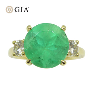 4.33ct Emerald, Diamond Statement or Engagement Ring set in 18k Yellow Gold, GIA Certified Colombia - Skyjems Wholesale Gemstones