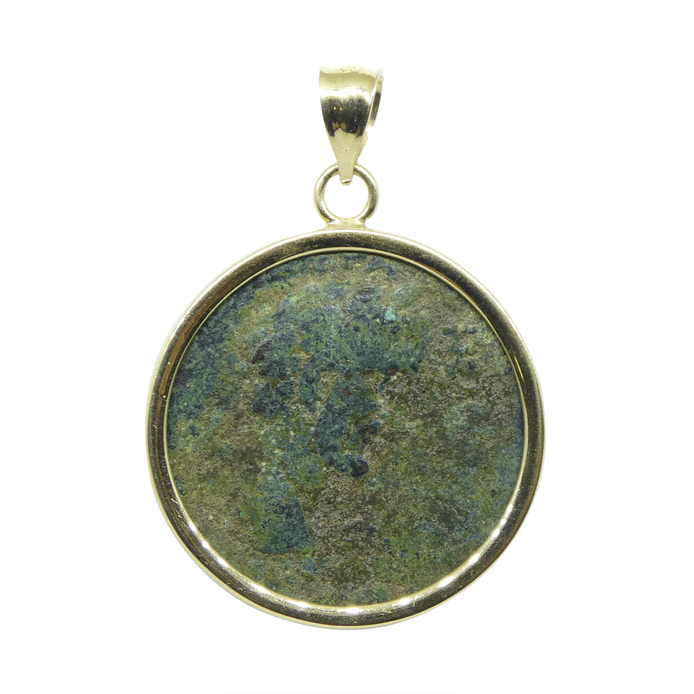 Authentic Ancient Marcus Aurelius Coin Pendant in 14K Yellow Gold - Skyjems Wholesale Gemstones