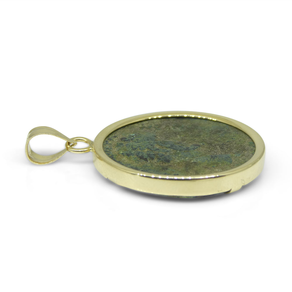 Authentic Ancient Marcus Aurelius Coin Pendant in 14K Yellow Gold - Skyjems Wholesale Gemstones