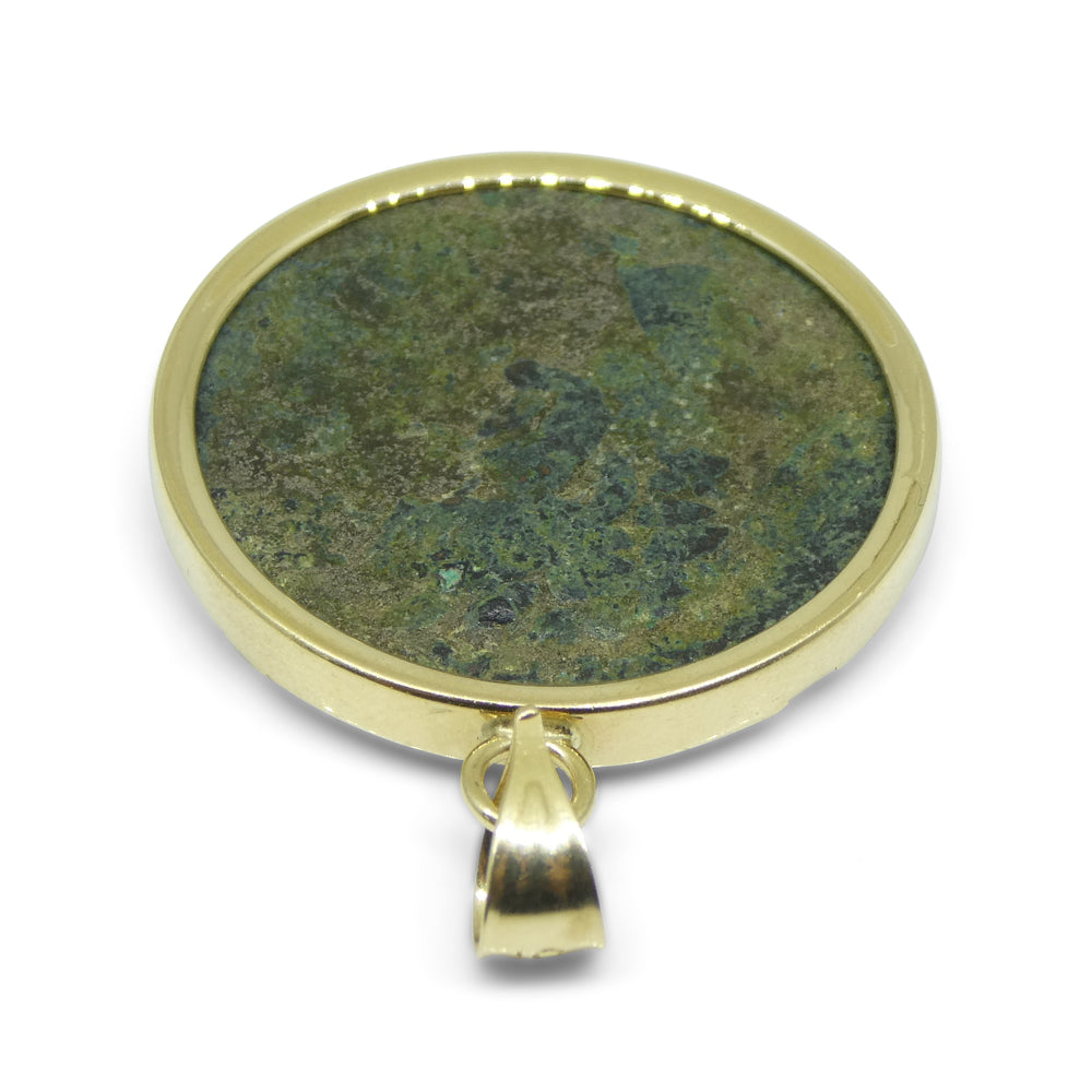 Authentic Ancient Marcus Aurelius Coin Pendant in 14K Yellow Gold - Skyjems Wholesale Gemstones