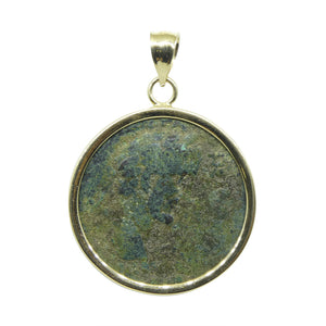Authentic Ancient Byzantine Coin Pendant Charm in 14K Yellow Gold with  Enhancer Bail