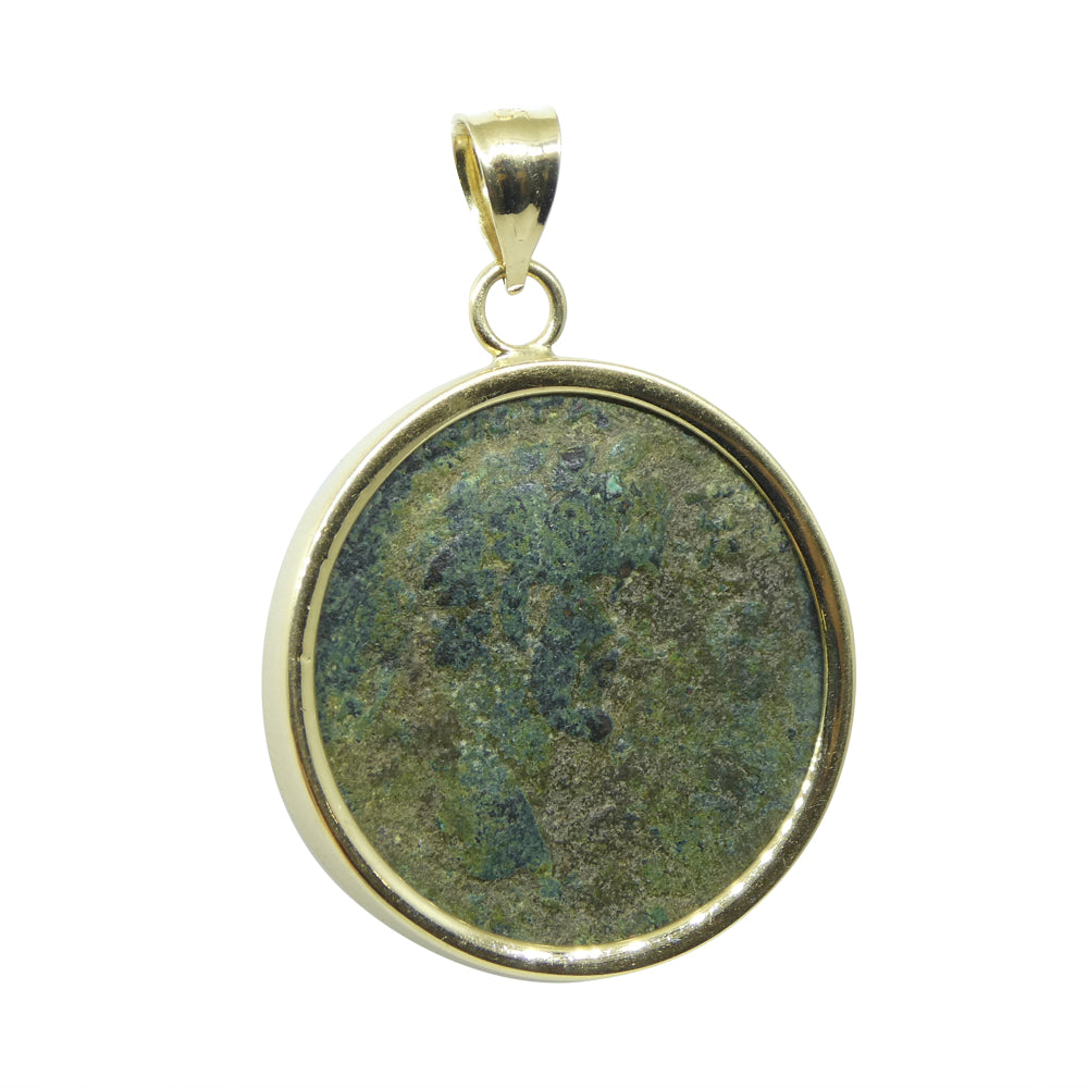 Authentic Ancient Marcus Aurelius Coin Pendant in 14K Yellow Gold - Skyjems Wholesale Gemstones