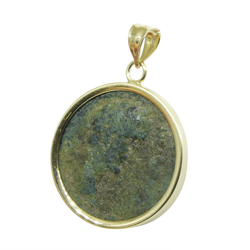 Authentic Ancient Marcus Aurelius Coin Pendant in 14K Yellow Gold - Skyjems Wholesale Gemstones