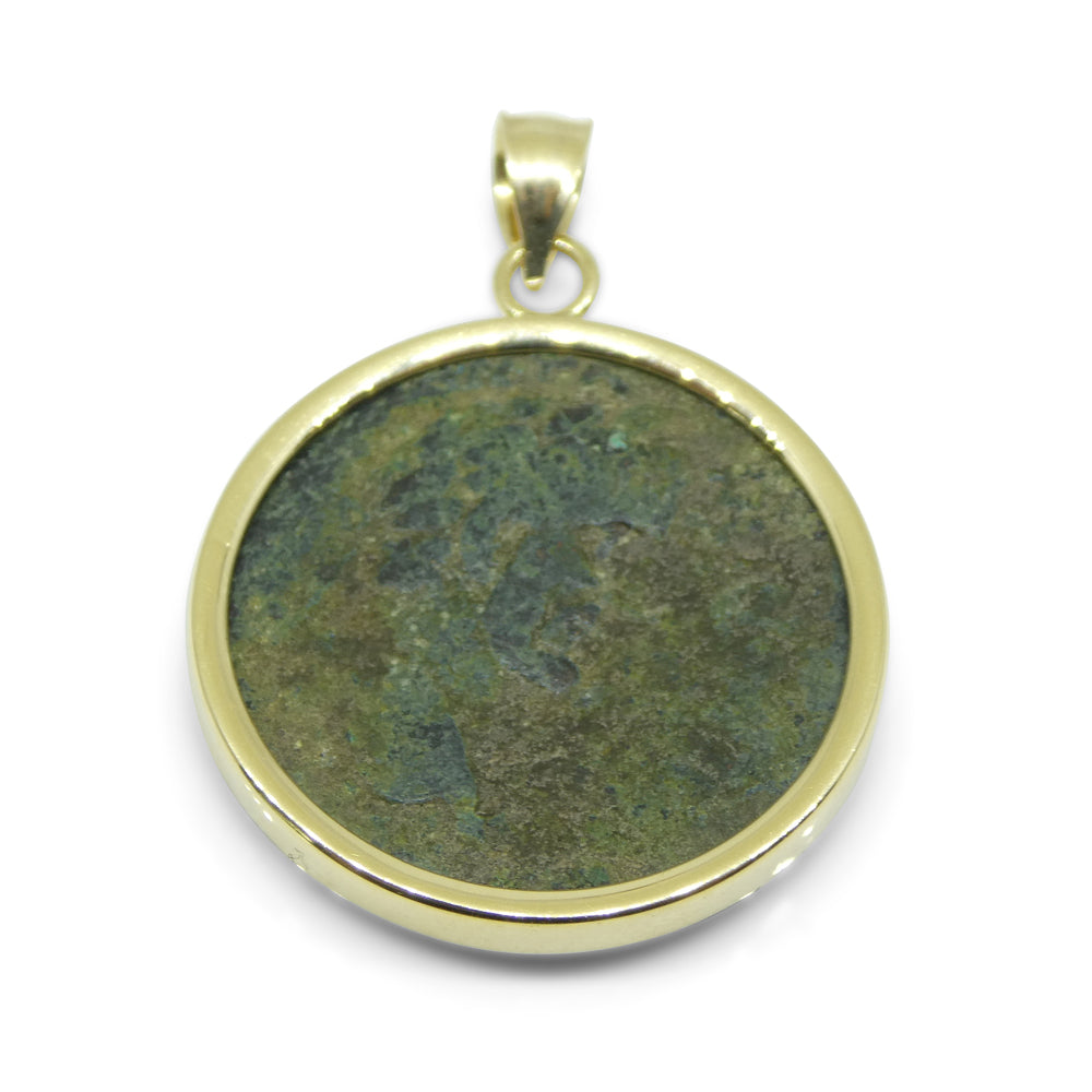 Authentic Ancient Marcus Aurelius Coin Pendant in 14K Yellow Gold - Skyjems Wholesale Gemstones