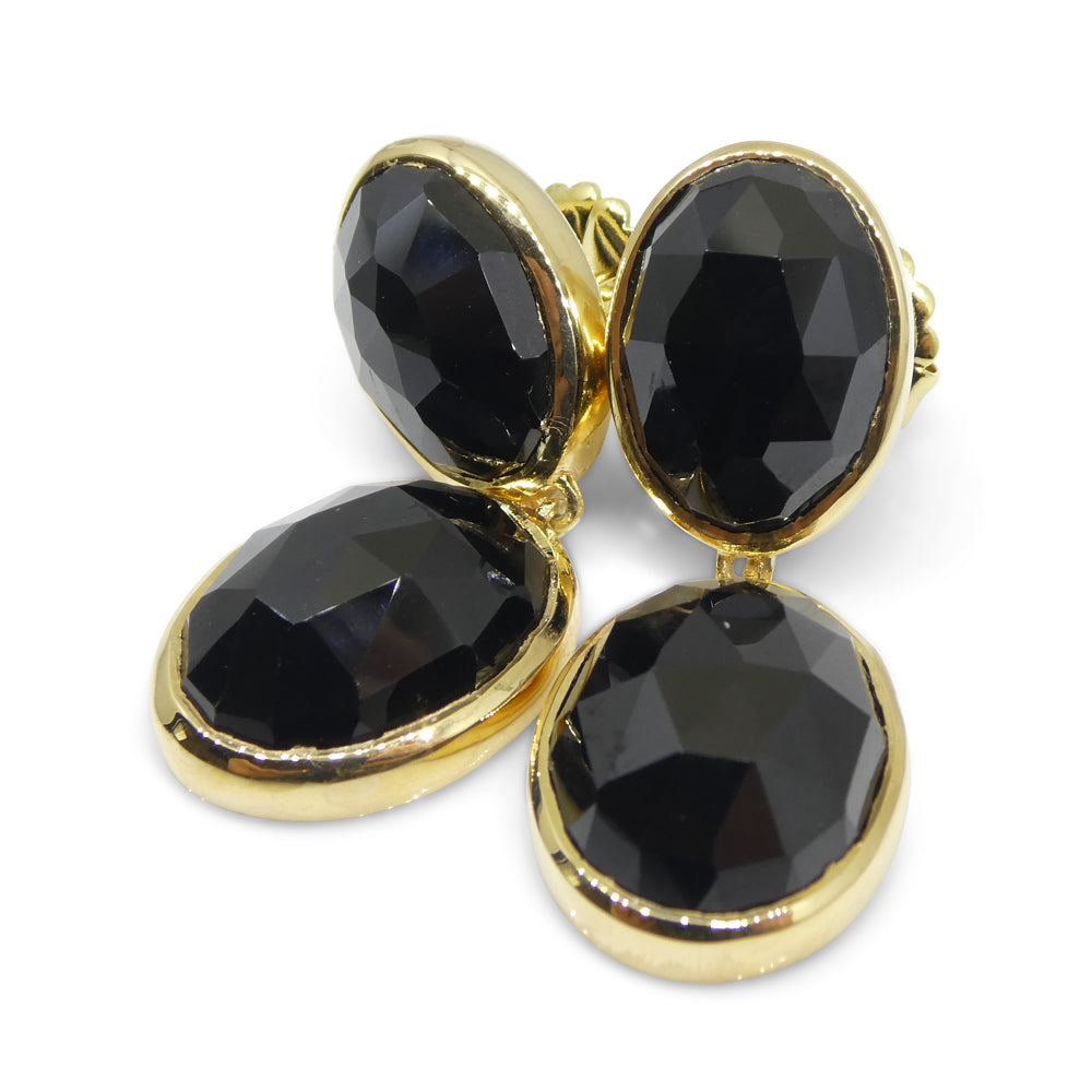 38cts Black Spinel Earrings set in Sterling Silver Plated 18k Yellow Gold Vermeil - Skyjems Wholesale Gemstones