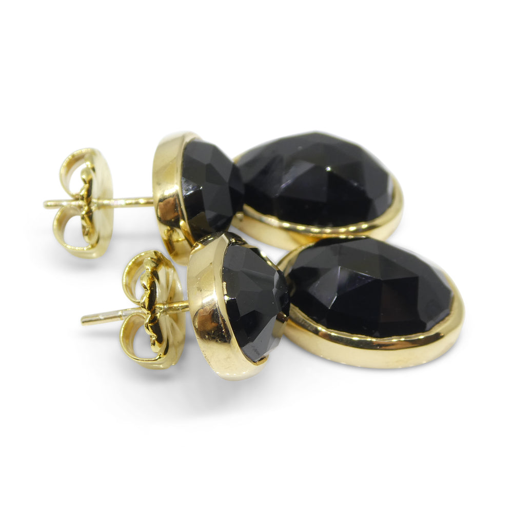 38cts Black Spinel Earrings set in Sterling Silver Plated 18k Yellow Gold Vermeil - Skyjems Wholesale Gemstones