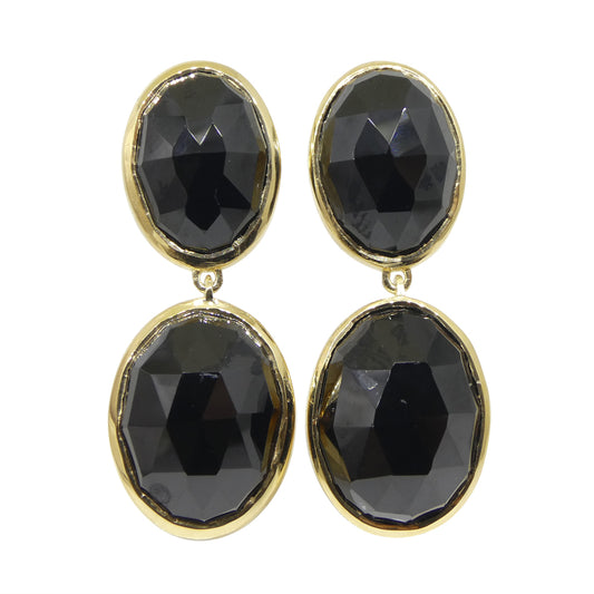 38cts Black Spinel Earrings set in Sterling Silver Plated 18k Yellow Gold Vermeil - Skyjems Wholesale Gemstones