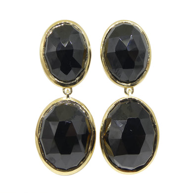 38cts Black Spinel Earrings set in Sterling Silver Plated 18k Yellow Gold Vermeil - Skyjems Wholesale Gemstones