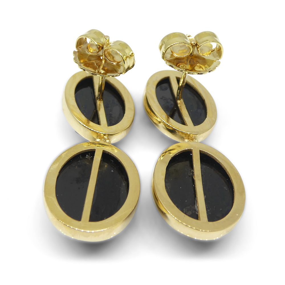 38cts Black Spinel Earrings set in Sterling Silver Plated 18k Yellow Gold Vermeil - Skyjems Wholesale Gemstones