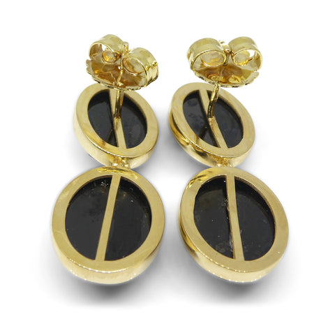 38cts Black Spinel Earrings set in Sterling Silver Plated 18k Yellow Gold Vermeil