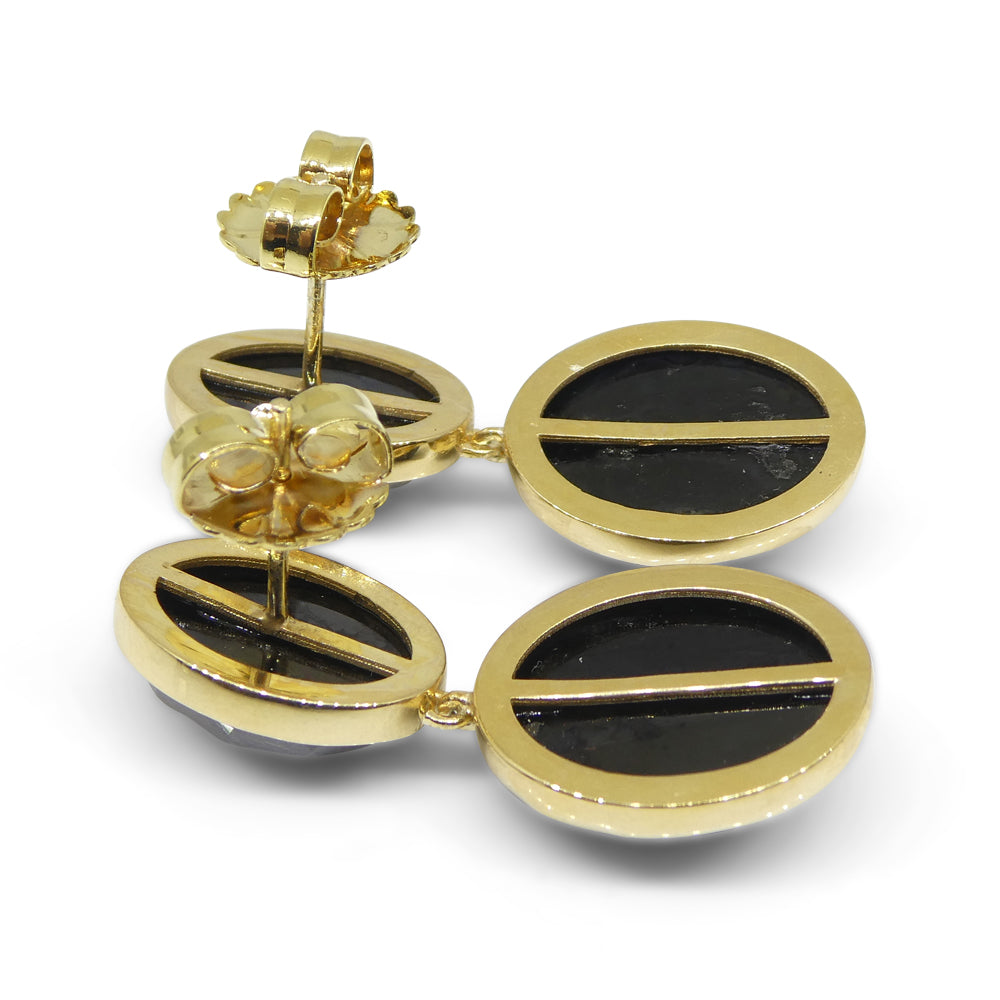 38cts Black Spinel Earrings set in Sterling Silver Plated 18k Yellow Gold Vermeil - Skyjems Wholesale Gemstones