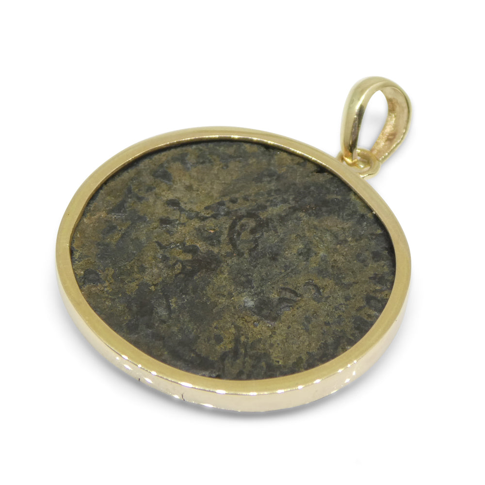 Authentic Ancient Heraclea Constantius II Coin Pendant in 14K Yellow Gold - Skyjems Wholesale Gemstones