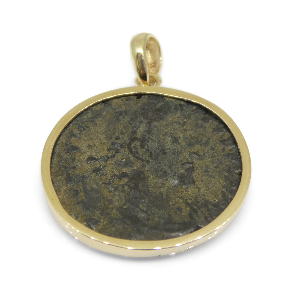 Authentic Ancient Heraclea Constantius II Coin Pendant in 14K Yellow Gold - Skyjems Wholesale Gemstones