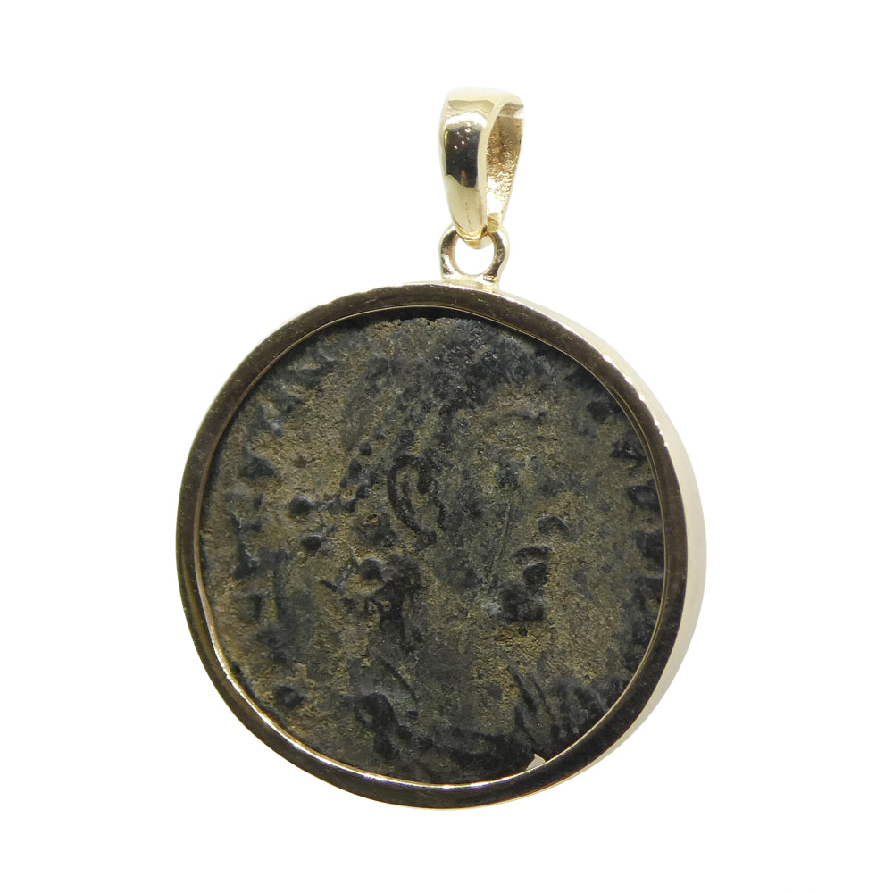 Authentic Ancient Heraclea Constantius II Coin Pendant in 14K Yellow Gold - Skyjems Wholesale Gemstones