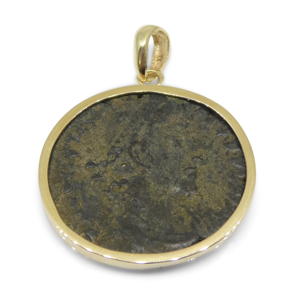 Authentic Ancient Heraclea Constantius II Coin Pendant in 14K Yellow Gold - Skyjems Wholesale Gemstones