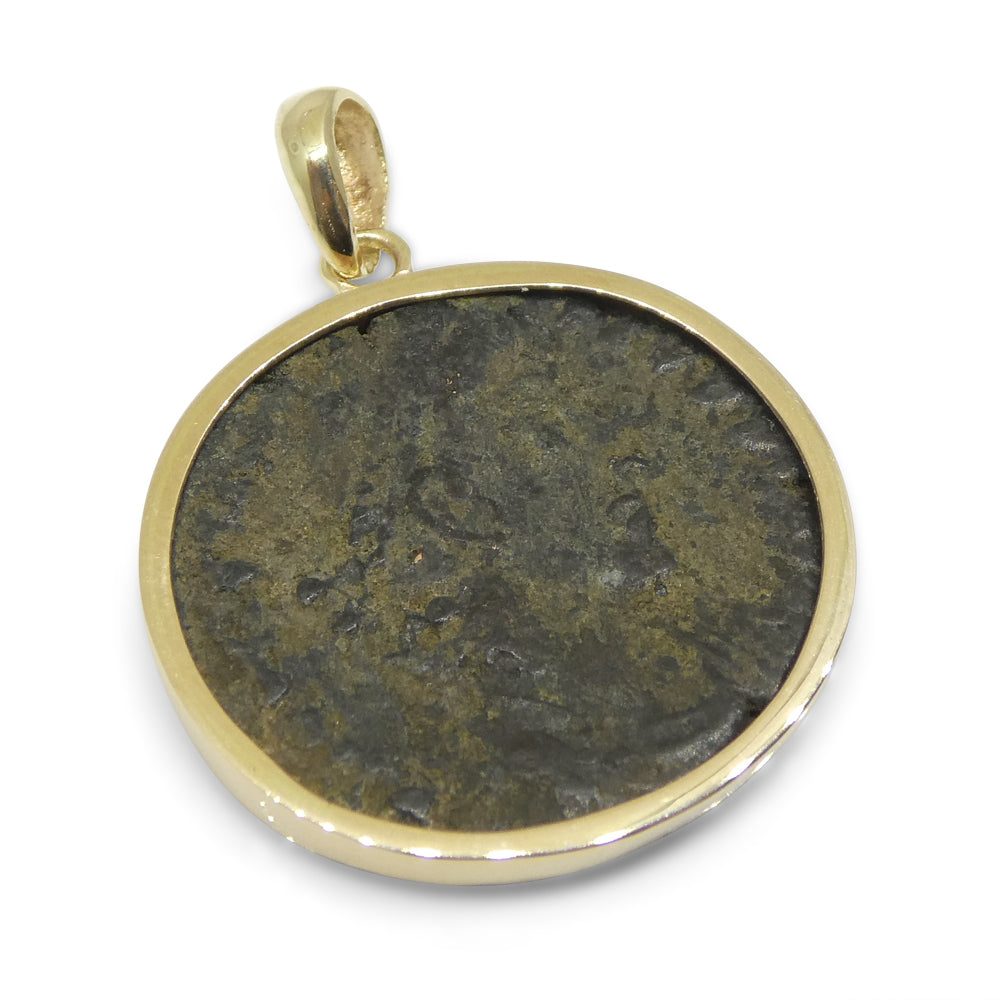 Authentic Ancient Heraclea Constantius II Coin Pendant in 14K Yellow Gold - Skyjems Wholesale Gemstones