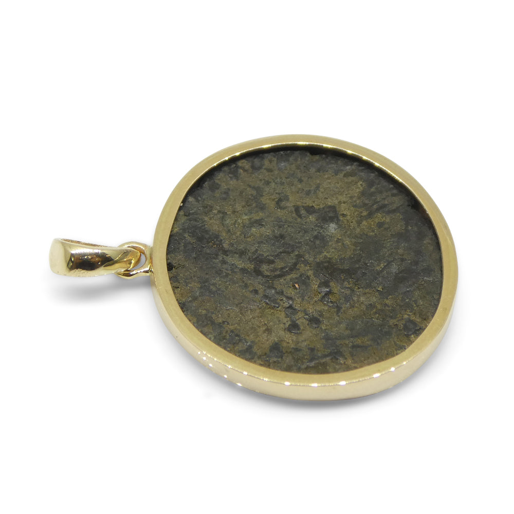 Authentic Ancient Heraclea Constantius II Coin Pendant in 14K Yellow Gold - Skyjems Wholesale Gemstones