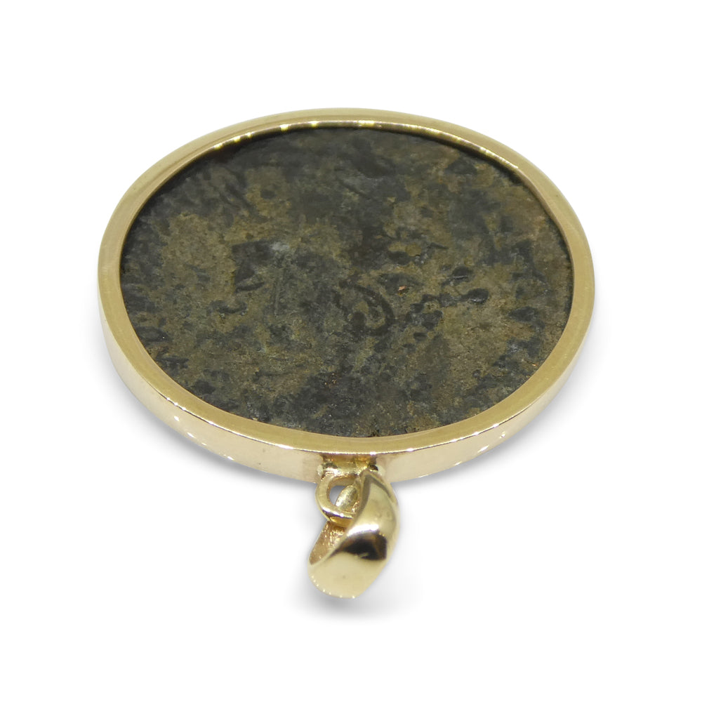 Authentic Ancient Heraclea Constantius II Coin Pendant in 14K Yellow Gold - Skyjems Wholesale Gemstones