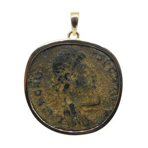 Authentic Ancient Arcadius Antioch Coin Pendant in 14K Yellow Gold - Skyjems Wholesale Gemstones