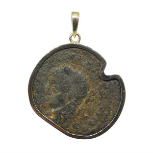 Authentic Ancient Seleucis and Pieria Coin Pendant in 14K Yellow Gold - Skyjems Wholesale Gemstones