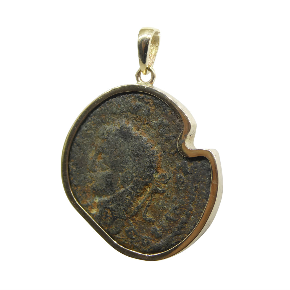 Authentic Ancient Seleucis and Pieria Coin Pendant in 14K Yellow Gold - Skyjems Wholesale Gemstones