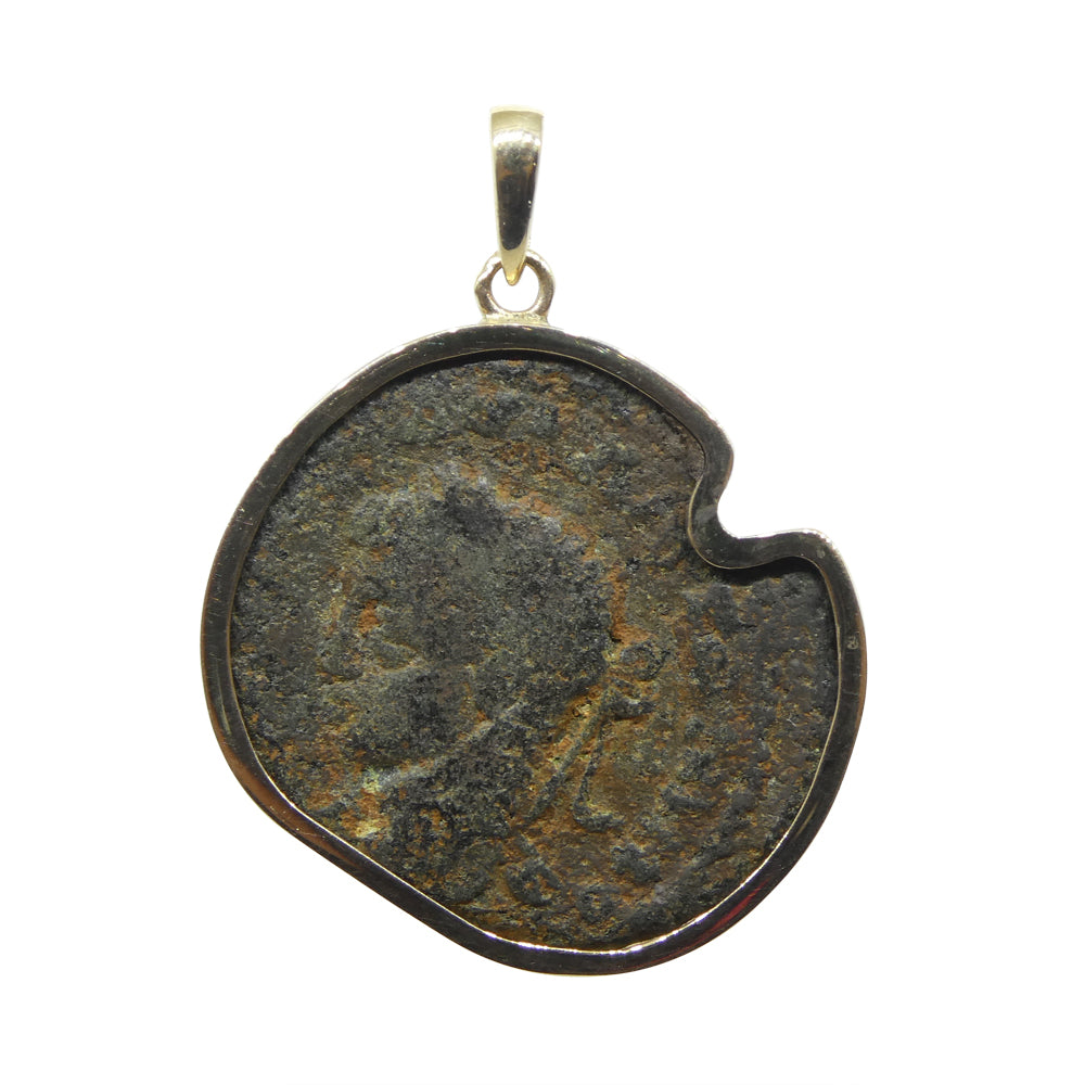 Authentic Ancient Seleucis and Pieria Coin Pendant in 14K Yellow Gold - Skyjems Wholesale Gemstones