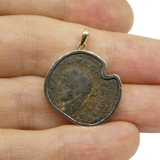 Authentic Ancient Seleucis and Pieria Coin Pendant in 14K Yellow Gold - Skyjems Wholesale Gemstones