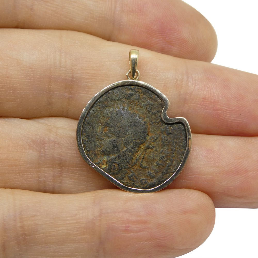 Authentic Ancient Seleucis and Pieria Coin Pendant in 14K Yellow Gold - Skyjems Wholesale Gemstones