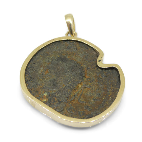Authentic Ancient Seleucis and Pieria Coin Pendant in 14K Yellow Gold