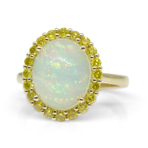 3.18ct Opal, Yellow Diamond Cocktail or Engagement Ring set in 14k Yellow Gold