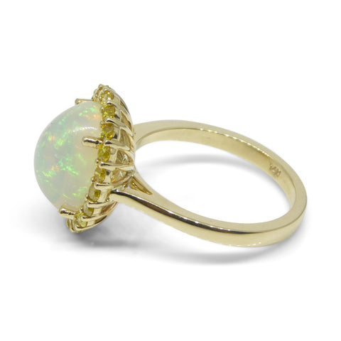 3.18ct Opal, Yellow Diamond Cocktail or Engagement Ring set in 14k Yellow Gold
