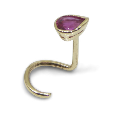 0.17ct Pear Shape Red Ruby Nose Ring set in 14k Yellow Gold - Skyjems Wholesale Gemstones