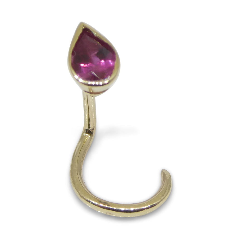 0.17ct Pear Shape Red Ruby Nose Ring set in 14k Yellow Gold - Skyjems Wholesale Gemstones