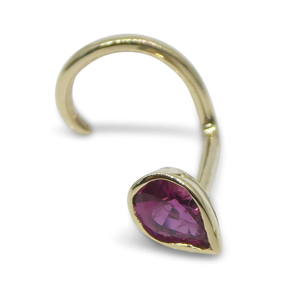 0.17ct Pear Shape Red Ruby Nose Ring set in 14k Yellow Gold - Skyjems Wholesale Gemstones