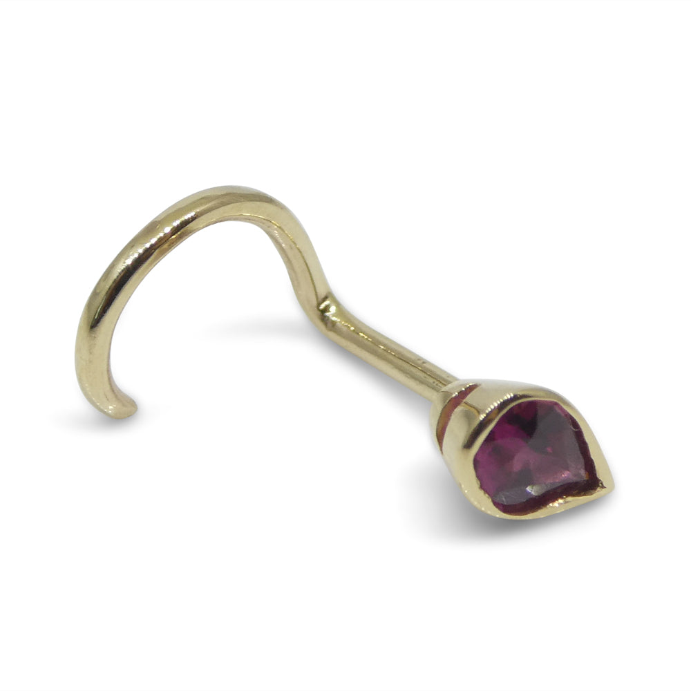 0.17ct Pear Shape Red Ruby Nose Ring set in 14k Yellow Gold - Skyjems Wholesale Gemstones