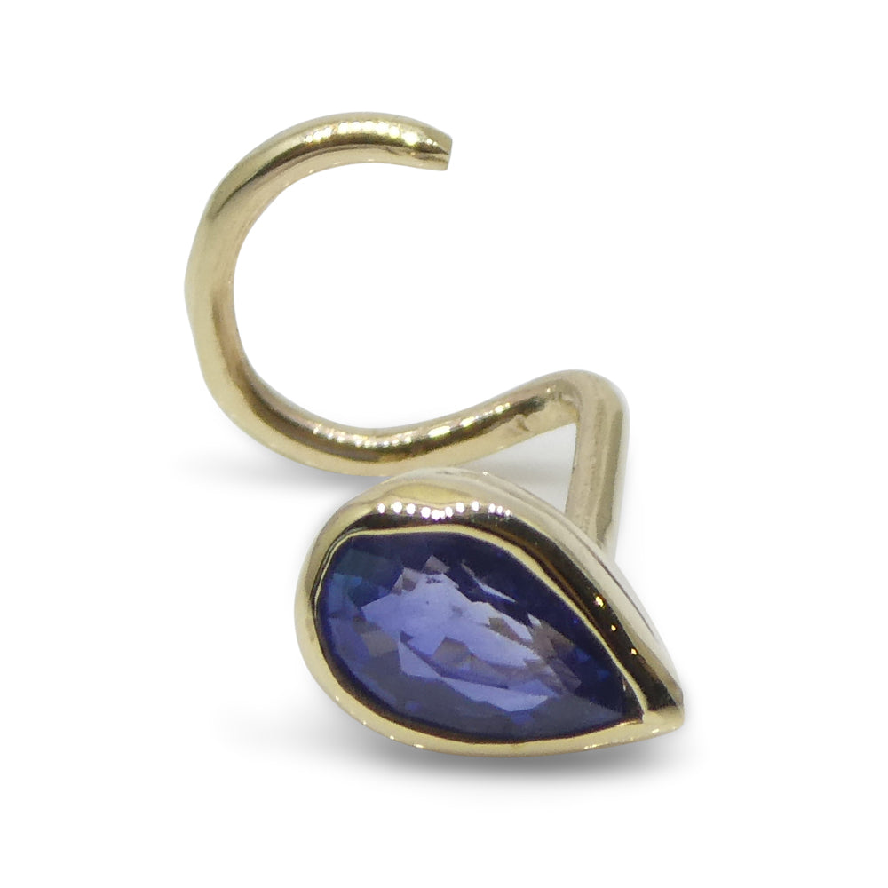 0.40ct Pear Shape Blue Sapphire Nose Ring set in 14k Yellow Gold - Skyjems Wholesale Gemstones