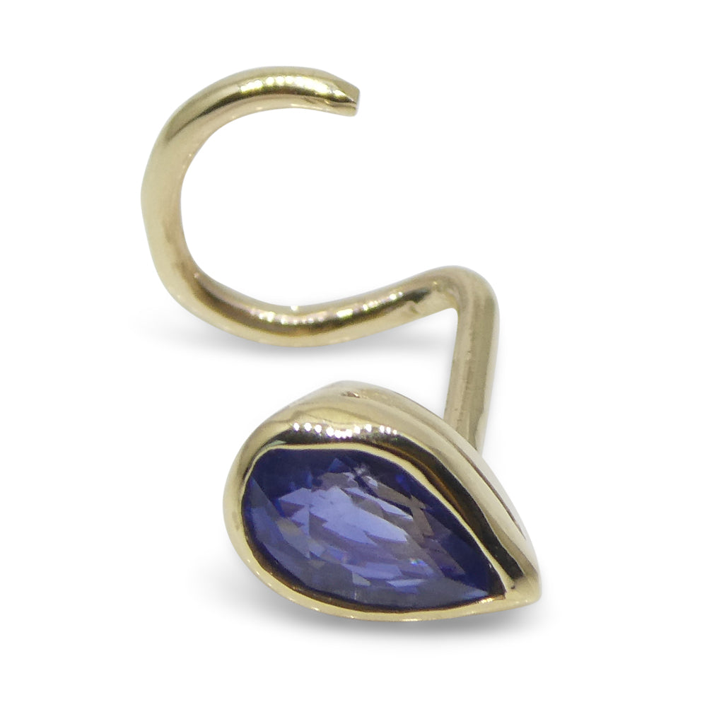 0.40ct Pear Shape Blue Sapphire Nose Ring set in 14k Yellow Gold - Skyjems Wholesale Gemstones