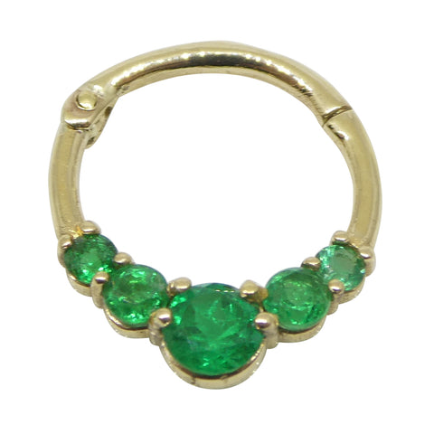 0.32ct Round Green Colombian Emerald Hinged 16G 10mm Septum Clicker Ring set in 14k Yellow Gold
