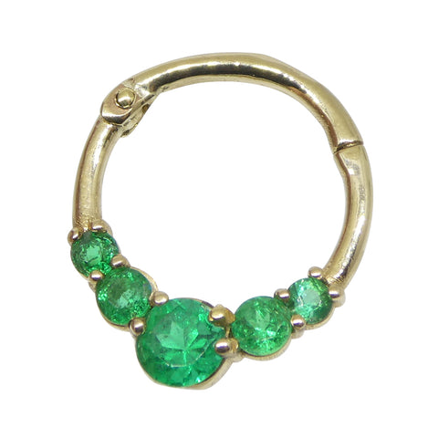 0.32ct Round Green Emerald Hinged 16G 10mm Septum Clicker Ring set in 14k Yellow Gold