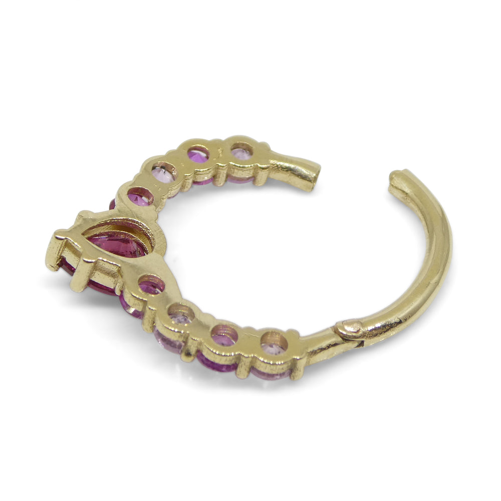 0.85ct Round Ruby and Pink Sapphire Hinged Septum Clicker Ring set in 14k Yellow Gold - Skyjems Wholesale Gemstones