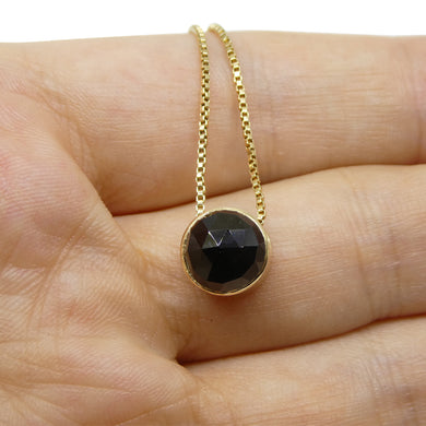 2.39cts Black Spinel Pendant in 14k Yellow Gold with 10k Yellow Gold Chain - Skyjems Wholesale Gemstones