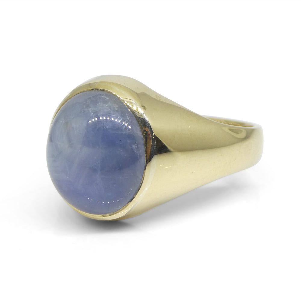 8.08ct Blue Star Sapphire Signet Gent's Ring set in 14k Yellow Gold - Skyjems Wholesale Gemstones