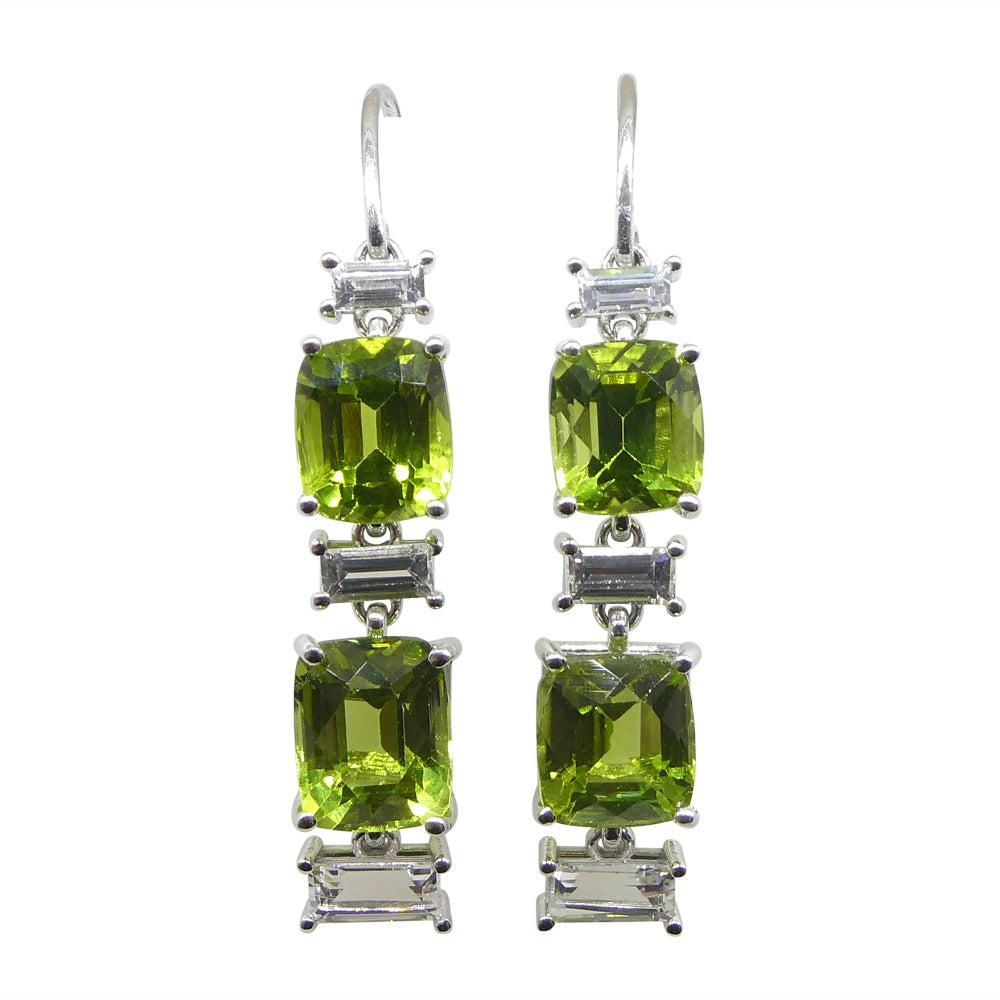 10.70ct Peridot, 1.80ct White Sapphire Earrings in 14k White Gold - Skyjems Wholesale Gemstones